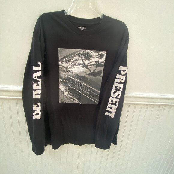 Forever 21 Men's Black T-shirt Long sleeve size Medium Be Real tee - Picture 2 of 6